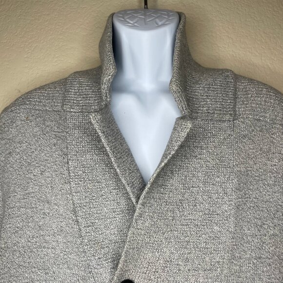 H&M Grey Cotton Double Breasted Collared Knit Cardigan Sweater Size M - Picture 2 of 13